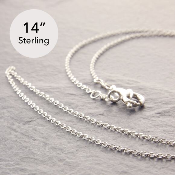 14” Dainty Chain Necklace, silver delicate chain, choker, thin chain 23-1sd-sp - Picture 1 of 6